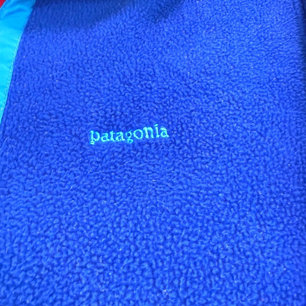 VTG 1989 Patagonia Fleece Pile 1/2 Zip Synchilla Pullover Blue Teal Red Mens M - Picture 3 of 10